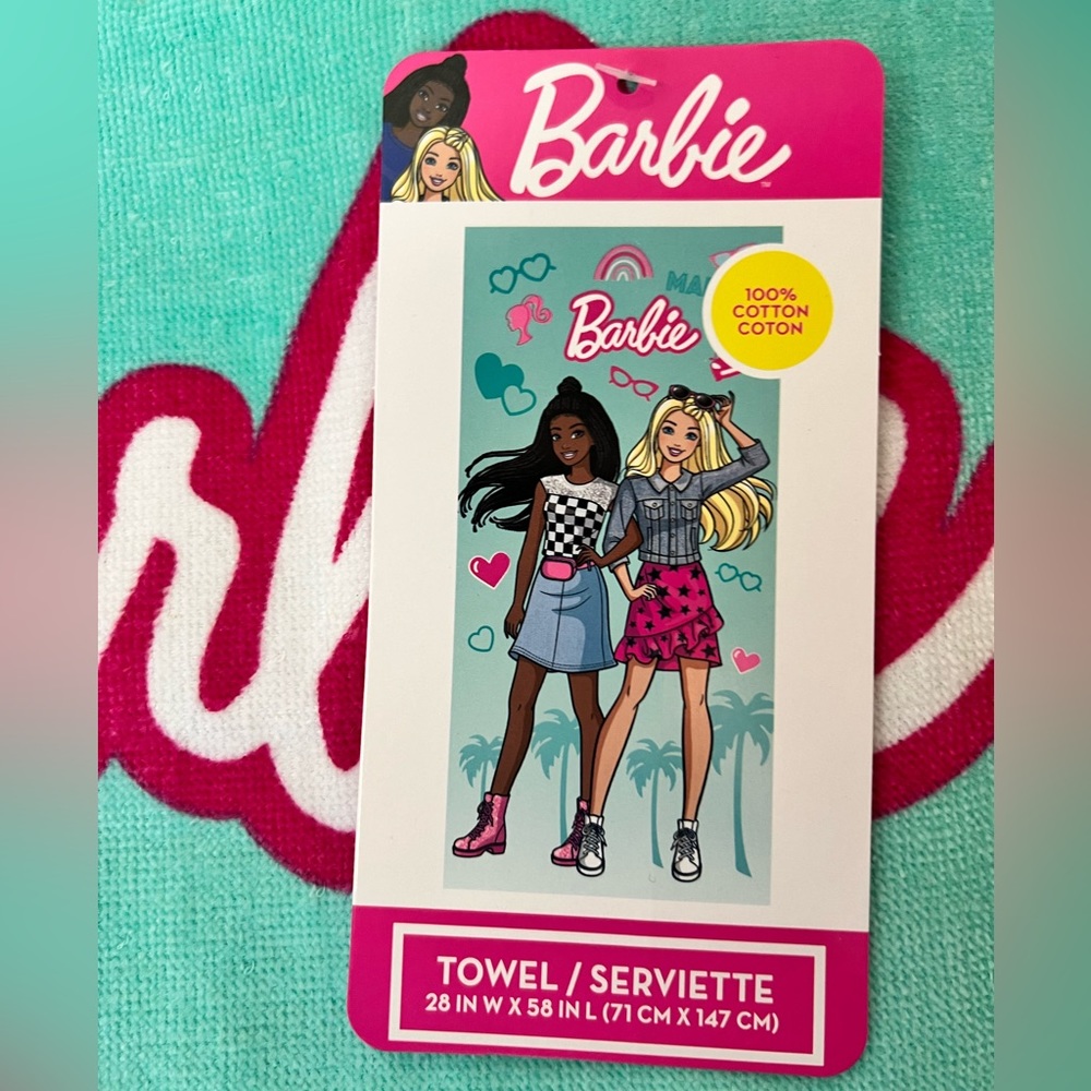 Barbie Beach Bath Towel 28” x 58” 100% Cotton Brand New With Tags